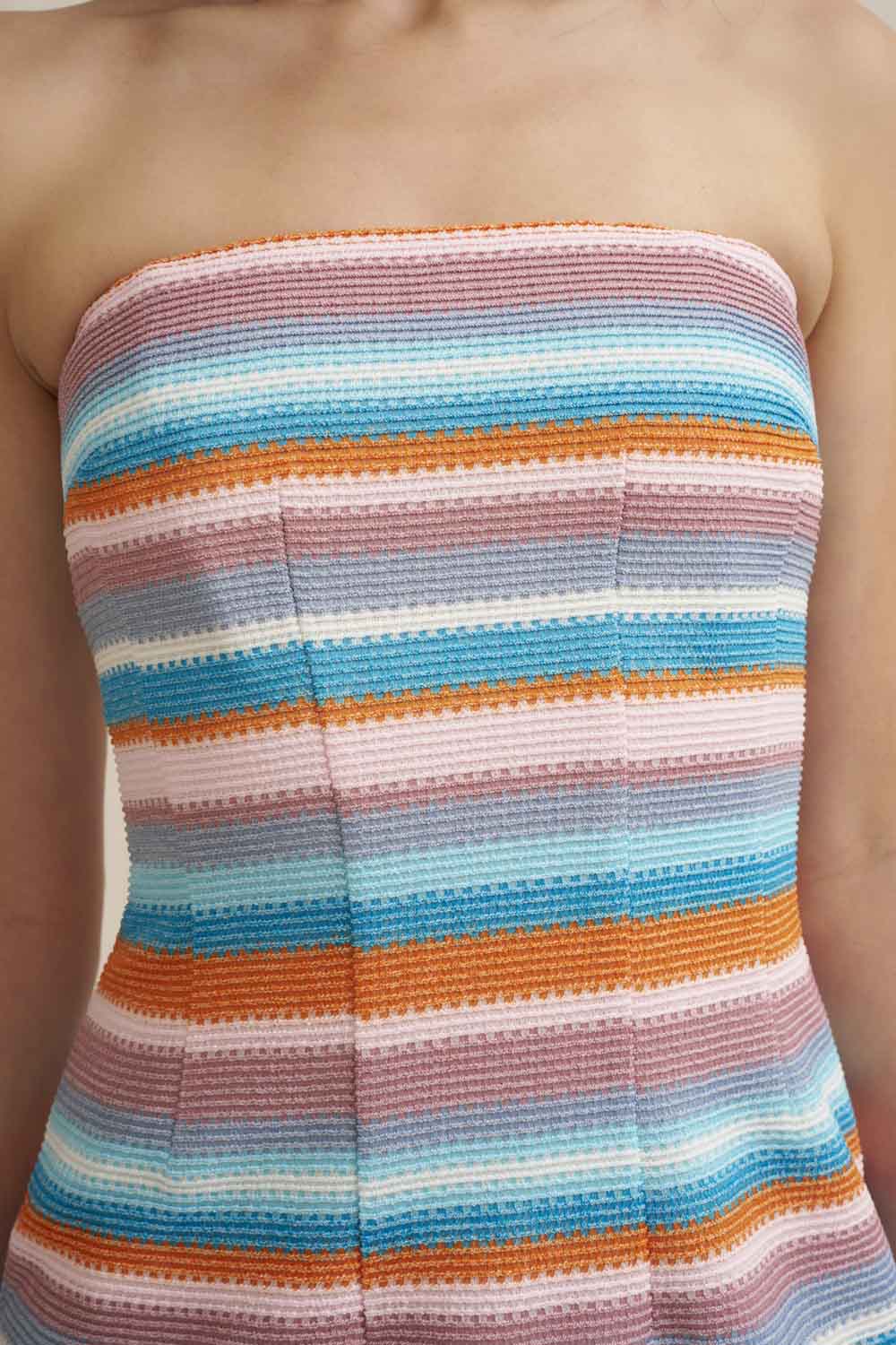 Skye Stripe Mini Dress - Pink Blue Orange Stripe - Image 4