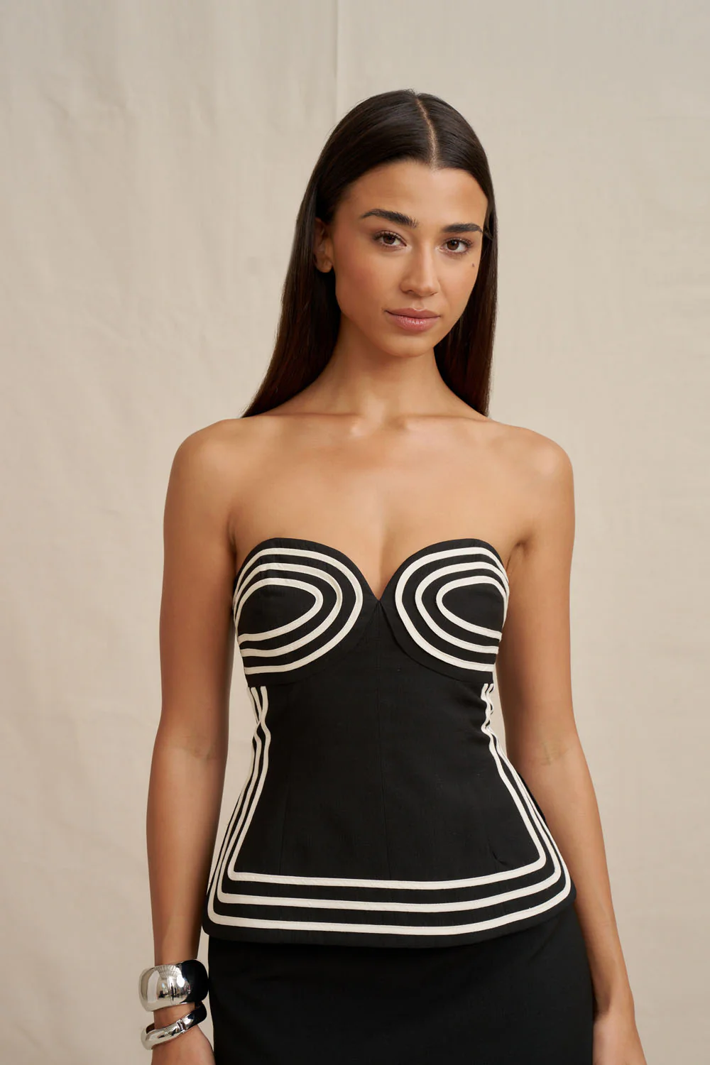 Sloane Stripe Strapless Top - Image 4