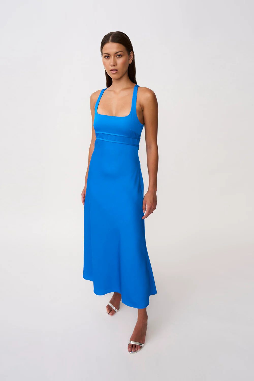 Soleil Pipe Bias Midi Dress | Final Sale - Azure Blue - Image 6