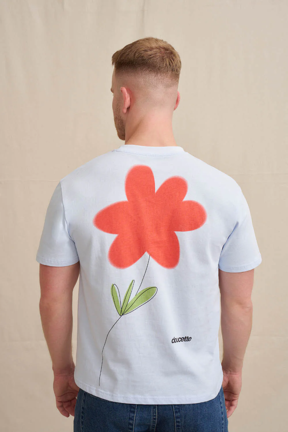 Unisex Red Flower Trim Tee - Image 4