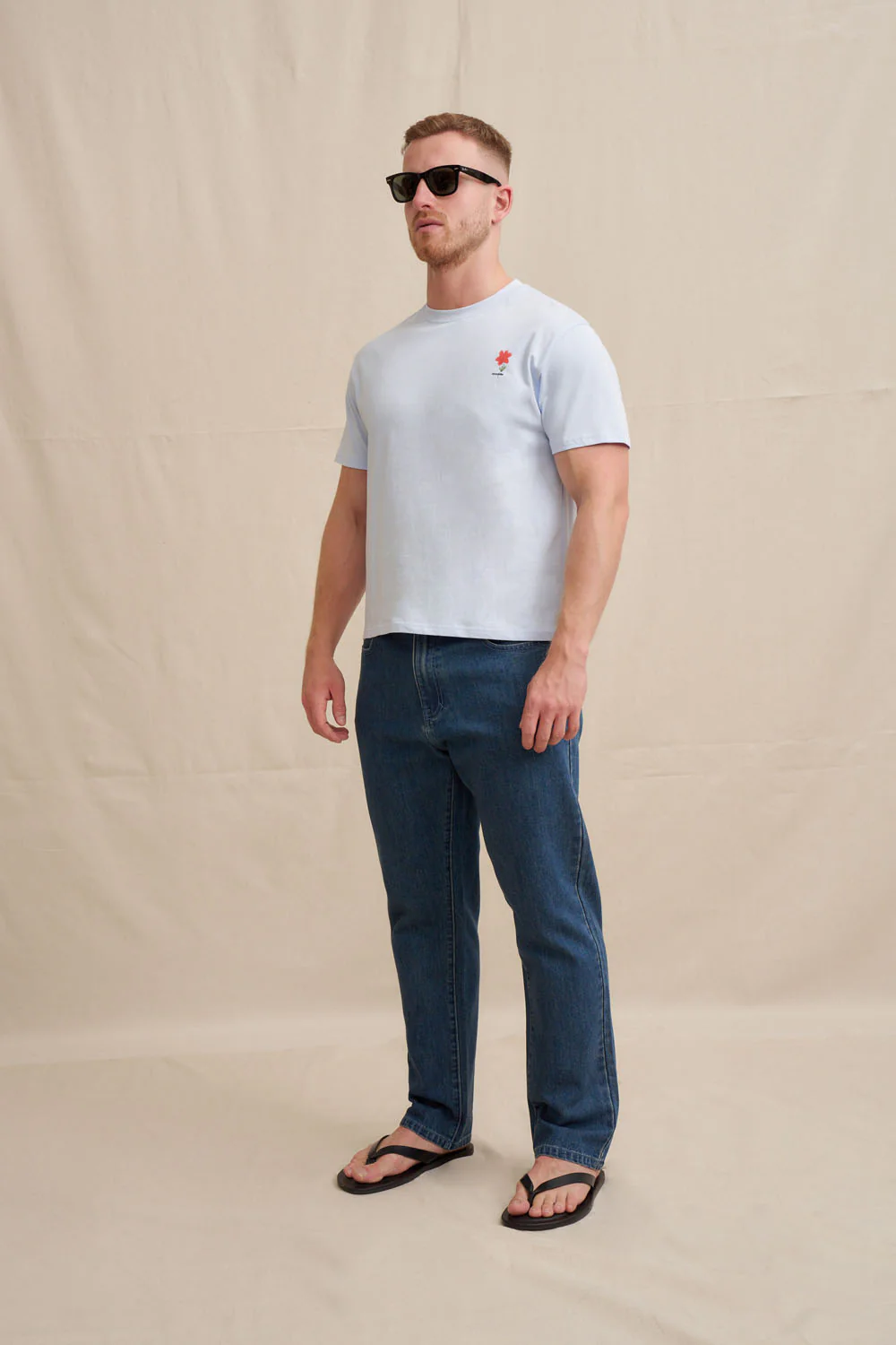 Unisex Red Flower Trim Tee - Image 8