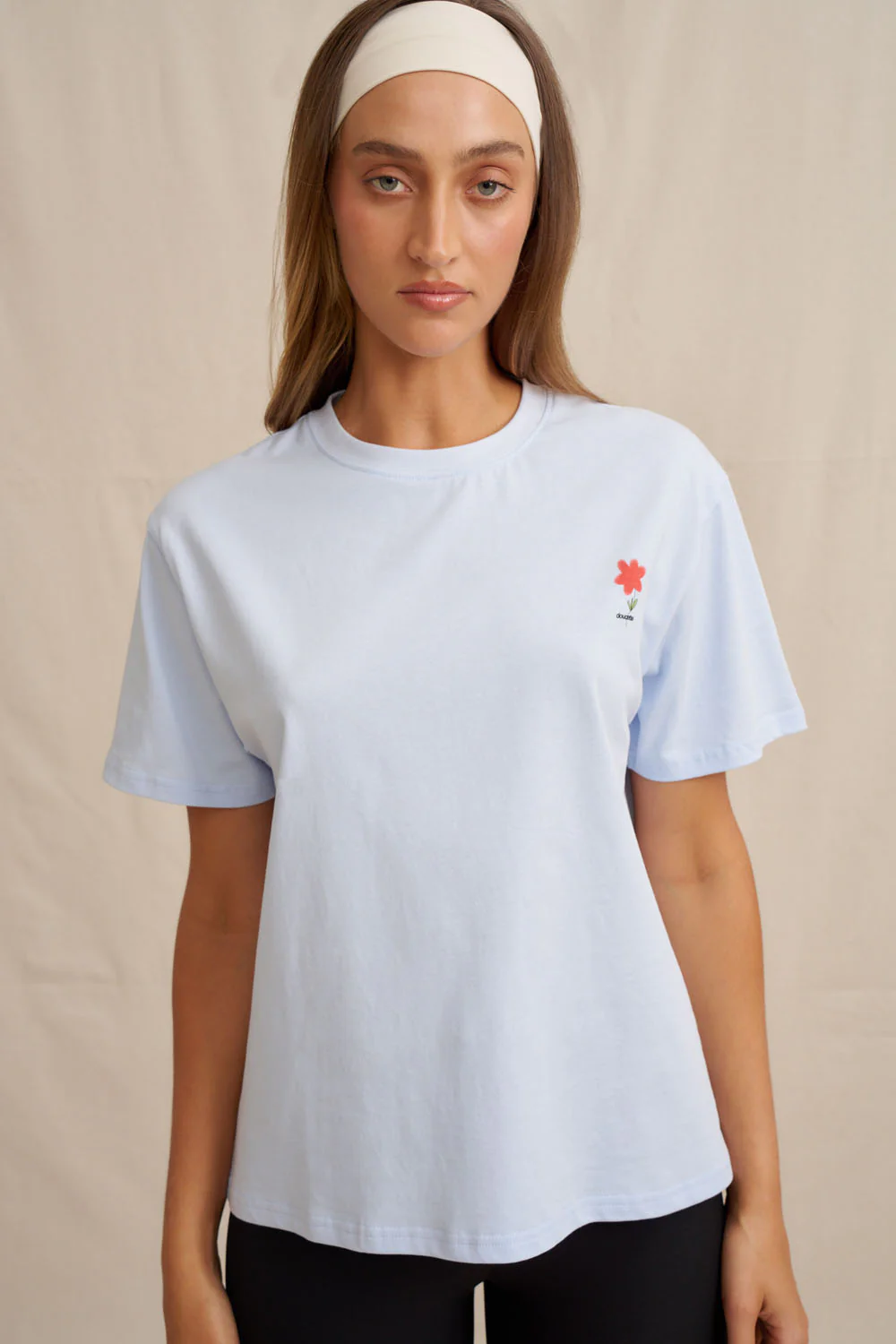 Unisex Red Flower Trim Tee - Image 2