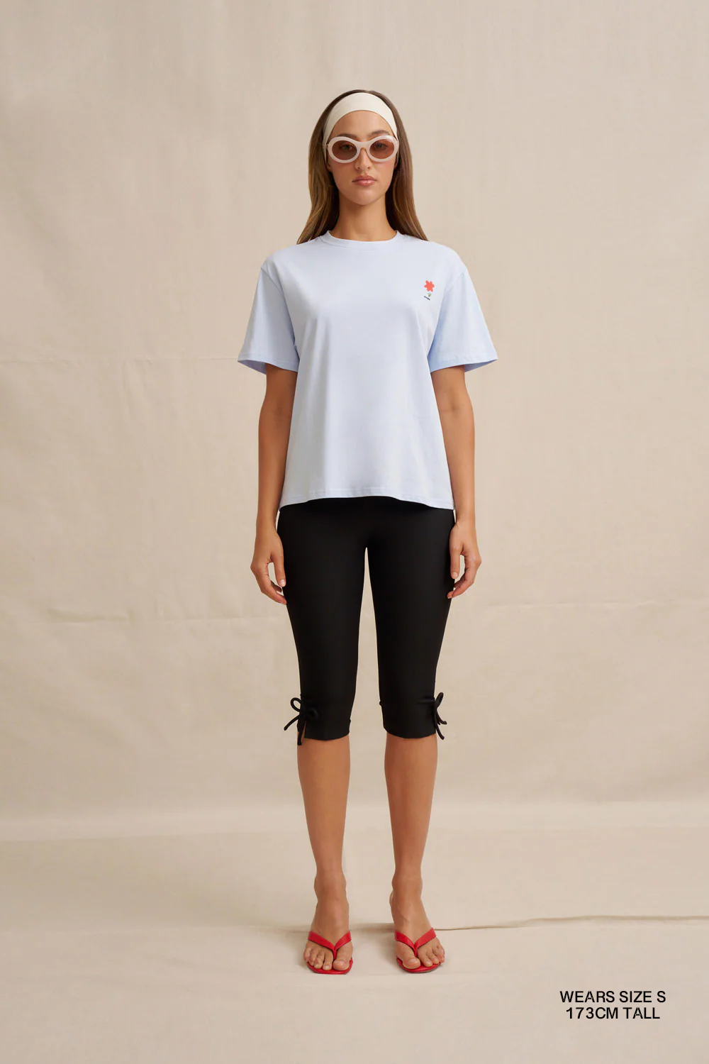 Unisex Red Flower Trim Tee - Image 3