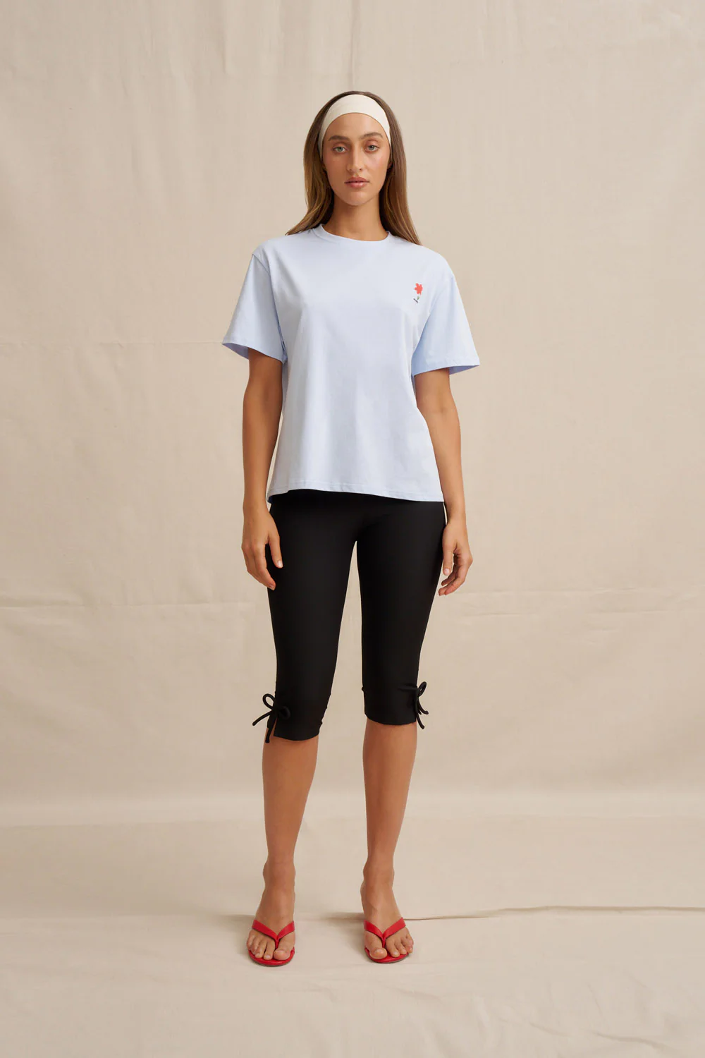 Unisex Red Flower Trim Tee - Image 5