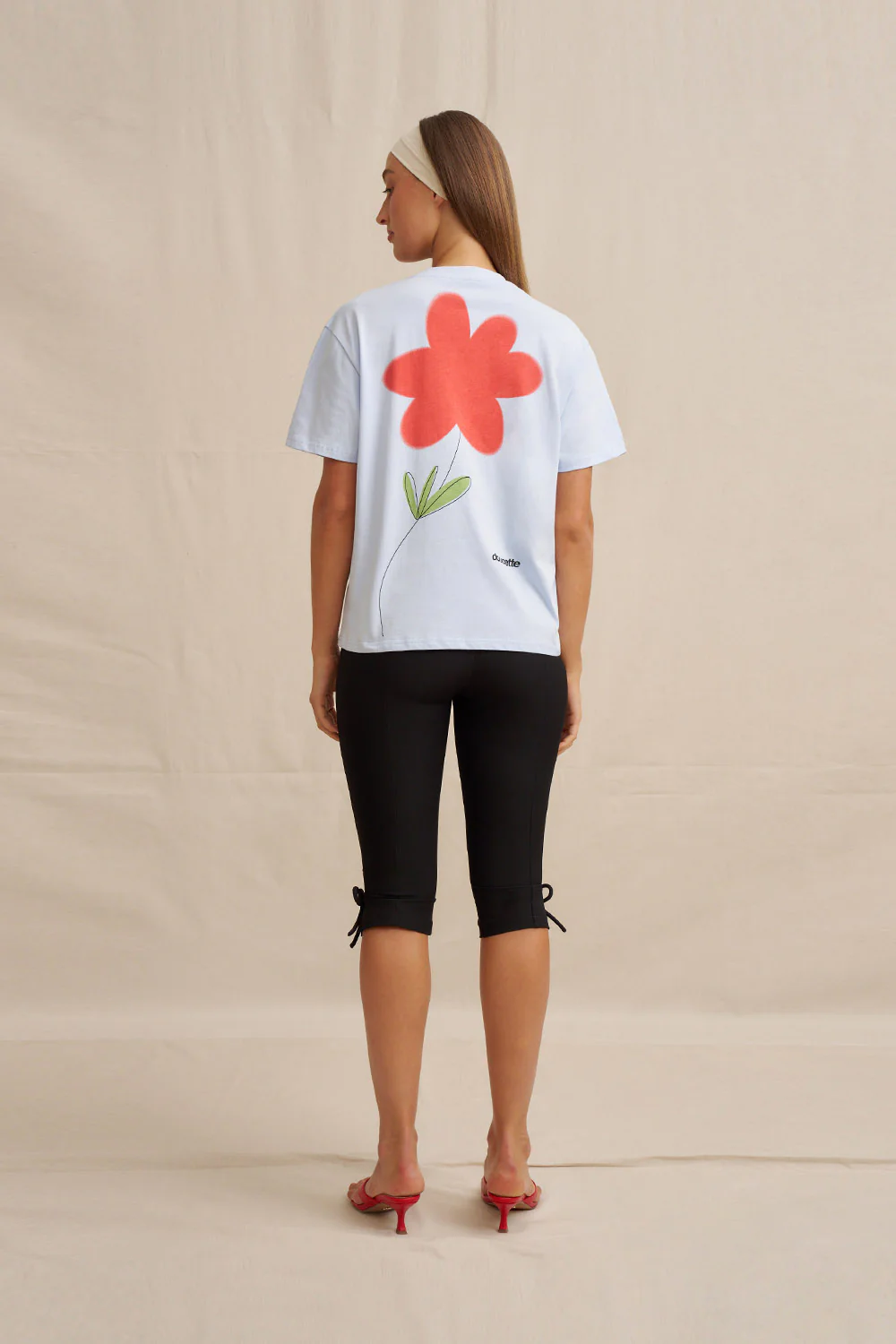 Unisex Red Flower Trim Tee - Image 6