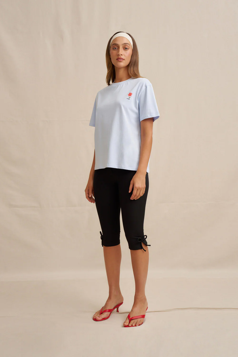 Unisex Red Flower Trim Tee - Image 7