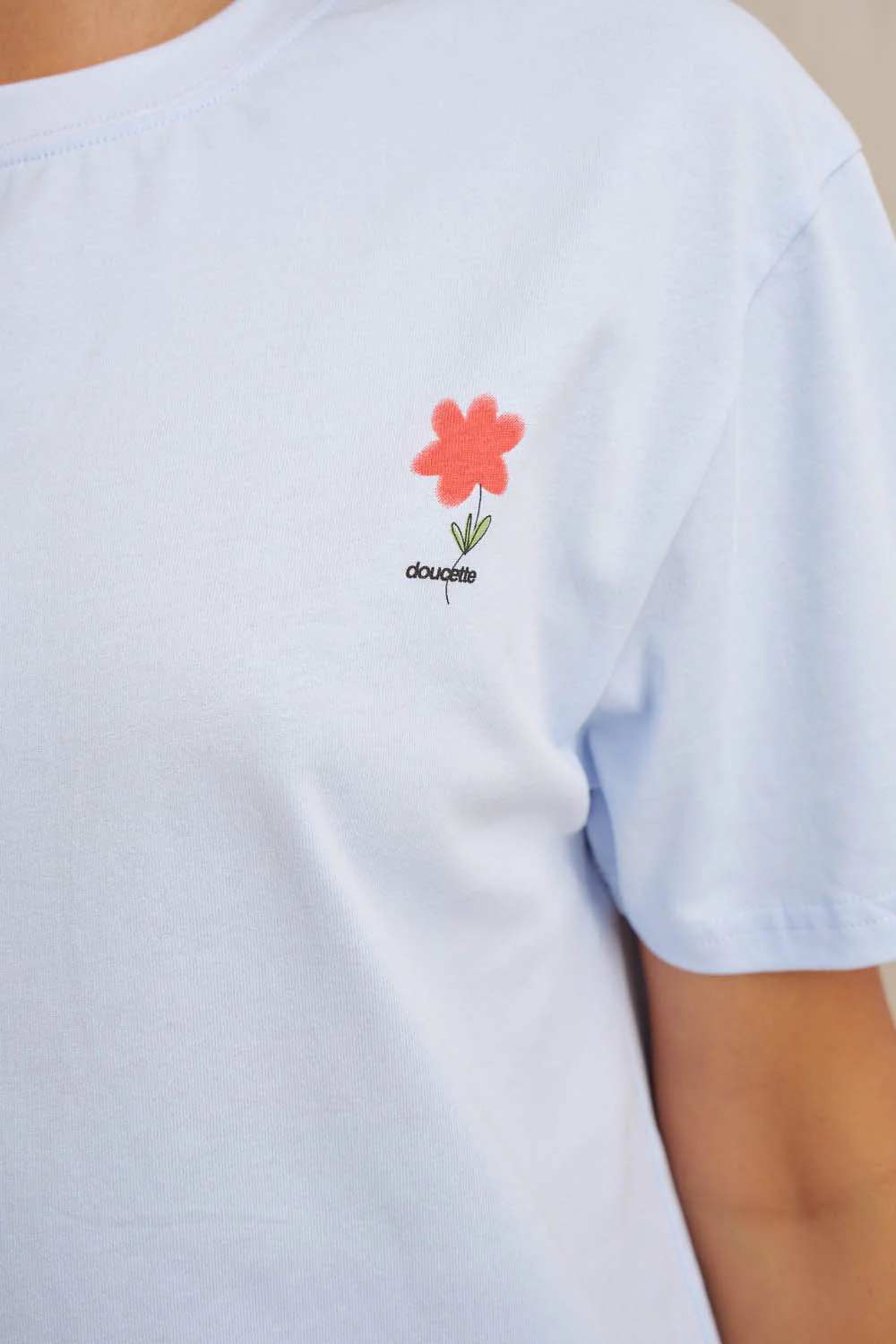 Unisex Red Flower Trim Tee - Image 8