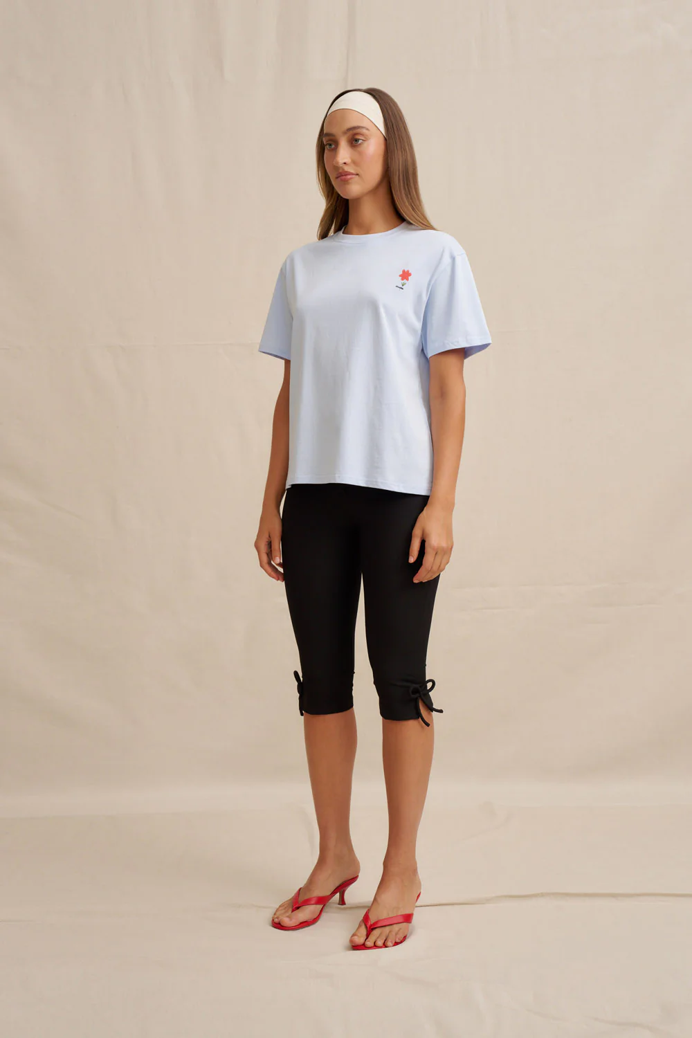 Unisex Red Flower Trim Tee - Image 9