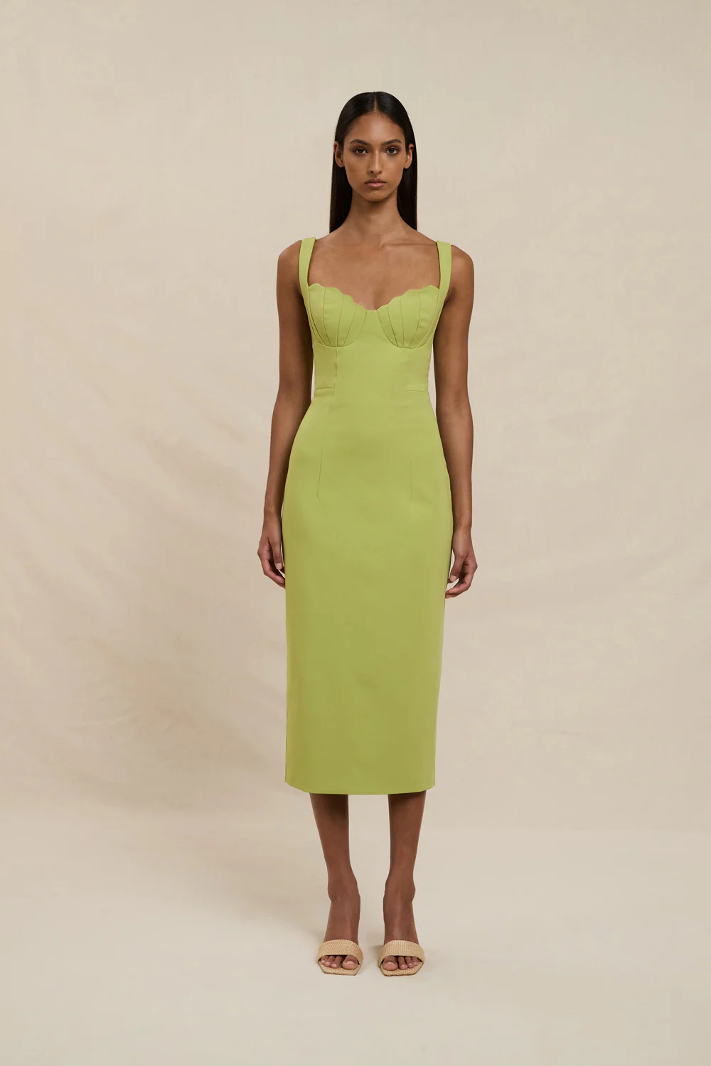 Venus Shell Midi Dress - Pistachio Green