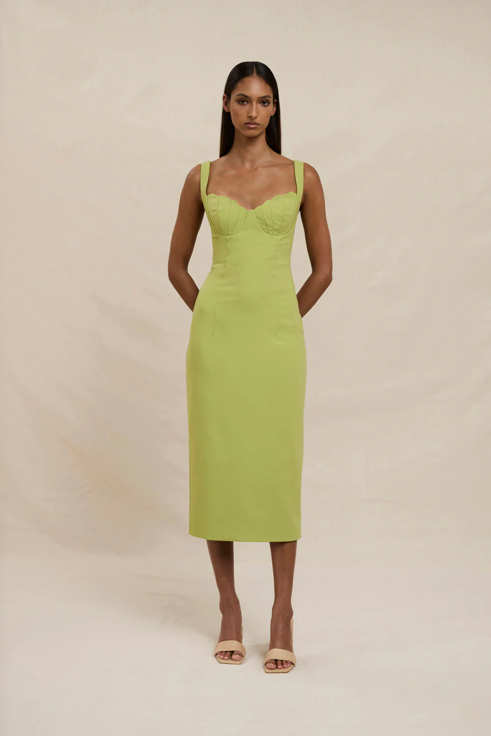 Venus Shell Midi Dress - Pistachio Green - Image 5