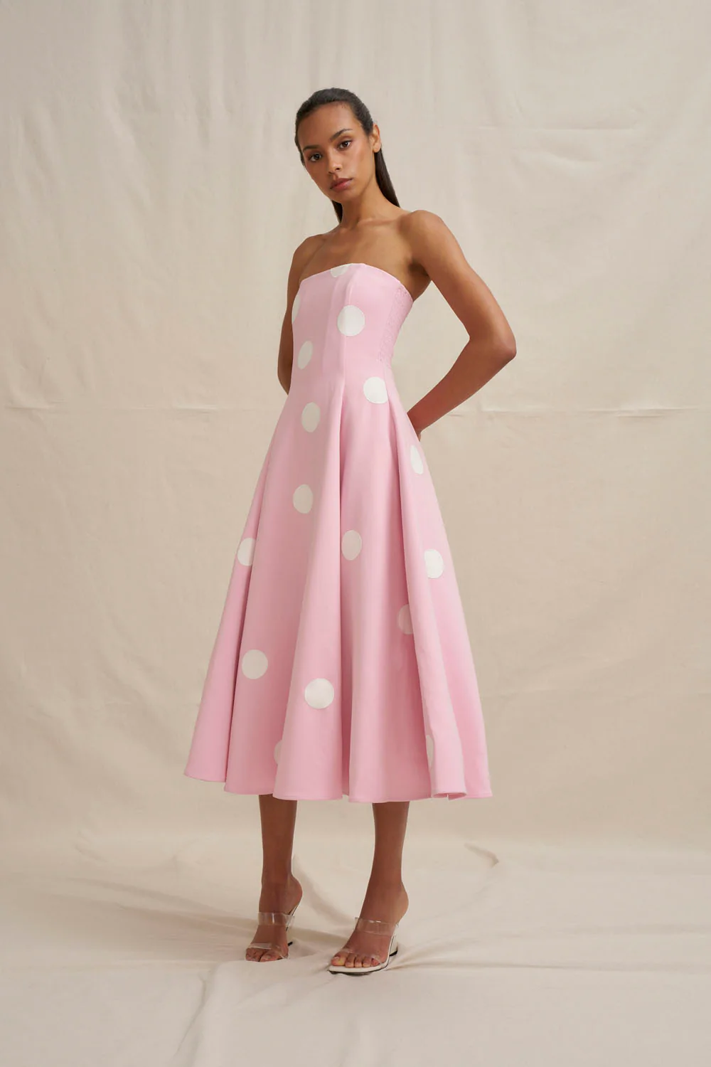 Vivienne Polka Dress - Pastel Pink - Image 4