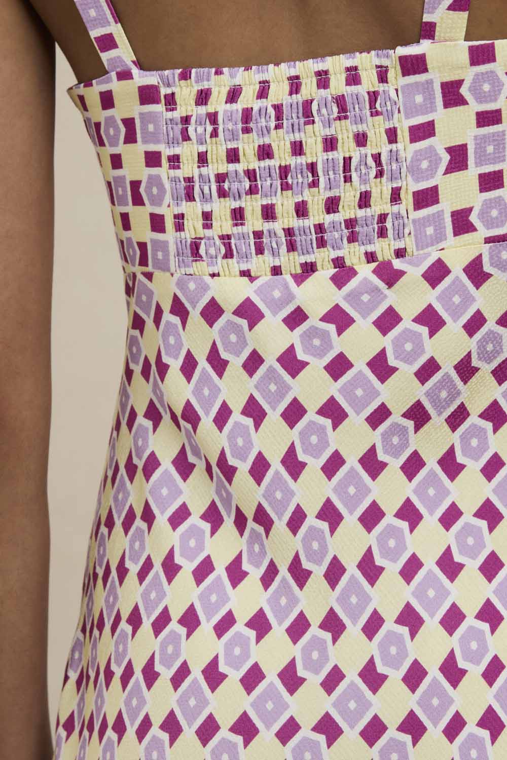 Zinnia Geo Bias Midi Dress - Lilac Yellow Berry - Image 6