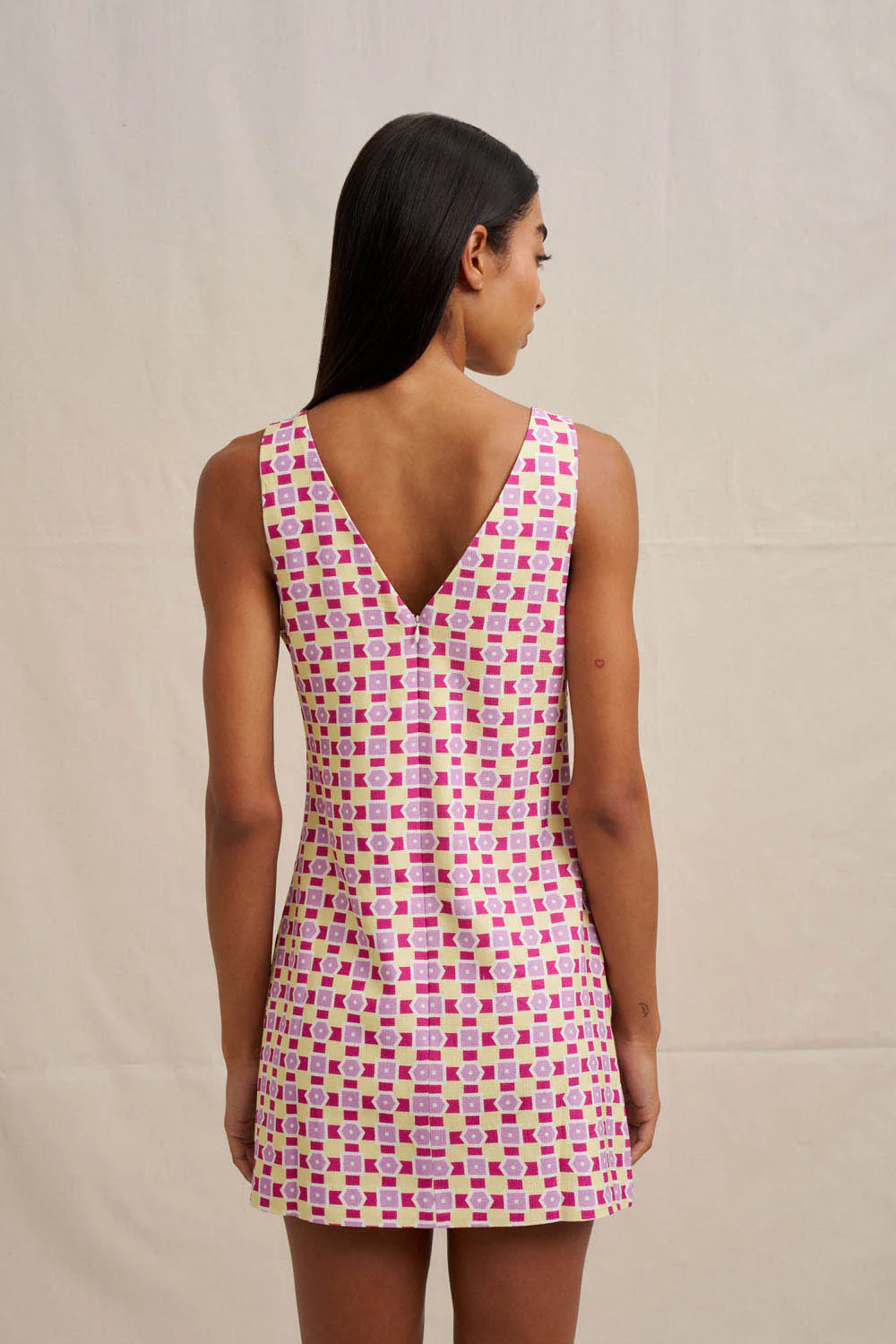 Zinnia Geo Shift Mini Dress - Lilac Yellow Berry - Image 5
