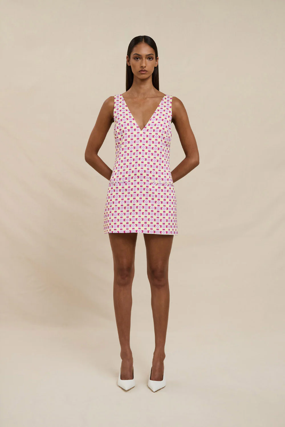 Zinnia Geo Shift Mini Dress - Lilac Yellow Berry - Image 9